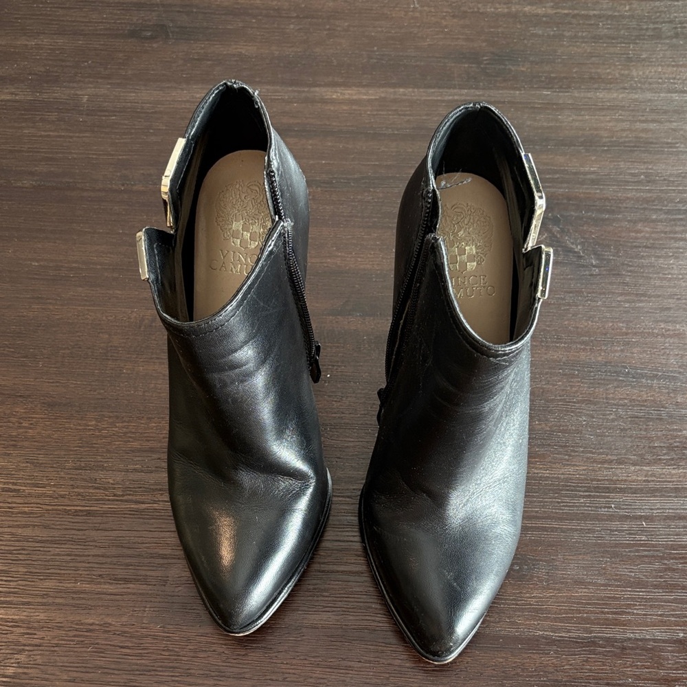 Vince Camuto Black Leather Ankle Boots